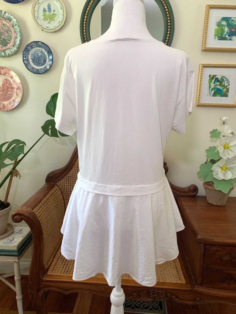 Zara White Cotton Peplum Short Sleeve T Shirt Tee XS - Picture 4 of 4